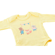 Set of clothes DKD Home Decor Cotton 0-6 Months animals Green Yellow (2 Units) (3 Pieces)