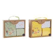 Set of clothes DKD Home Decor Cotton 0-6 Months animals Green Yellow (2 Units) (3 Pieces)