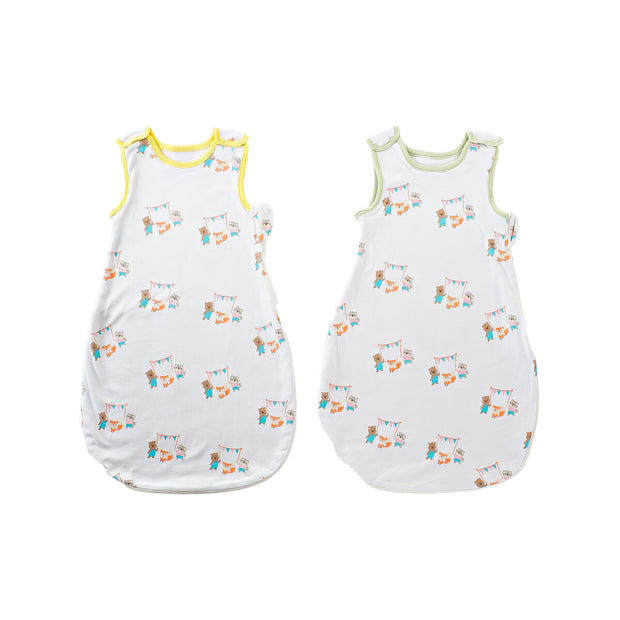 Sleeping Bag DKD Home Decor Cotton 0-6 Months animals Green Yellow (2 Units)
