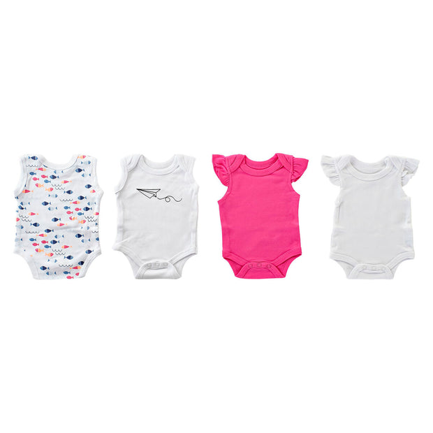Leotard DKD Home Decor 0-6 Months Fuchsia White (2 Pieces) (2 Units)