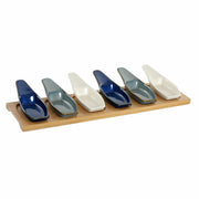 Satz für Appetithäppchen DKD Home Decor Bambus Porzellan (7 pcs) (36 x 9.7 x 1.3 cm) (13 x 5 x 3 cm)