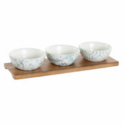 Satz für Appetithäppchen DKD Home Decor Porzellan Akazienholz (30 x 9.5 x 1.3 cm) (9,5 x 9,5 x 4 cm)