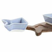 Satz für Appetithäppchen DKD Home Decor Porzellan Akazienholz (5 pcs) (36 x 9.7 x 1.3 cm)