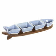 Satz für Appetithäppchen DKD Home Decor Porzellan Akazienholz (5 pcs) (36 x 9.7 x 1.3 cm)