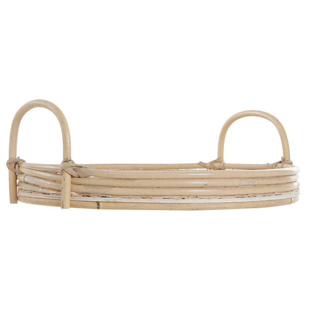Tablett für Snacks DKD Home Decor natürlich Kolonial Rattan (35 x 35 x 12 cm) (2 Stücke)