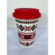 Tasse mit Deckel DKD Home Decor Weihnachten Porzellan Rot Silikon (400 ml) (4 Stück)