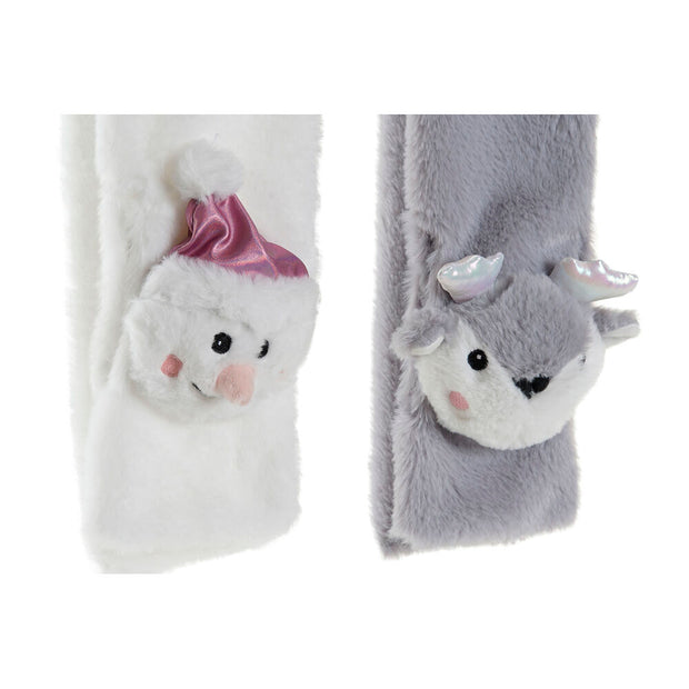 Scarf DKD Home Decor Polyester Christmas One size Grey White (2 Units)