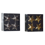 Serviettenring DKD Home Decor Stern Silber Metall Golden (2 pcs)