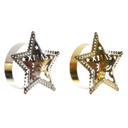 Serviettenring DKD Home Decor Stern Silber Metall Golden (2 pcs)