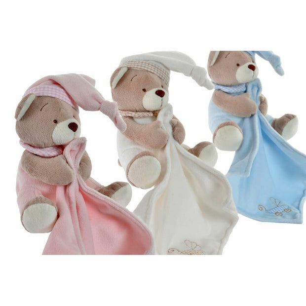 Teddy Bear DKD Home Decor Beige Polyester Celeste Light Pink (3 pcs) (20 x 25 x 13 cm)