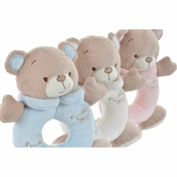 Teddy Bear DKD Home Decor Beige Polyester Celeste Light Pink (3 pcs) (15 x 5 x 15 cm)