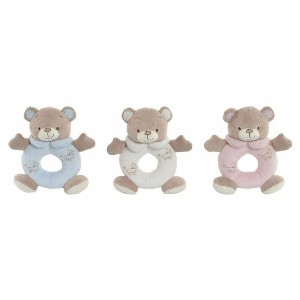 Teddy Bear DKD Home Decor Beige Polyester Celeste Light Pink (3 pcs) (15 x 5 x 15 cm)