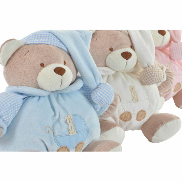 Teddy Bear DKD Home Decor Beige Polyester Celeste Light Pink (3 pcs) (26 x 20 x 20 cm)
