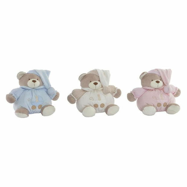 Teddy Bear DKD Home Decor Beige Polyester Celeste Light Pink (3 pcs) (26 x 20 x 20 cm)