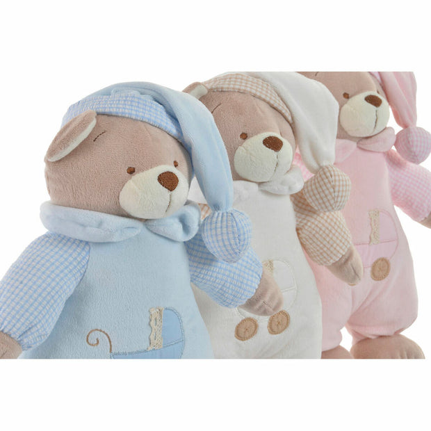 Teddy Bear DKD Home Decor Beige Polyester Celeste Light Pink (3 pcs) (24 x 12 x 30 cm)