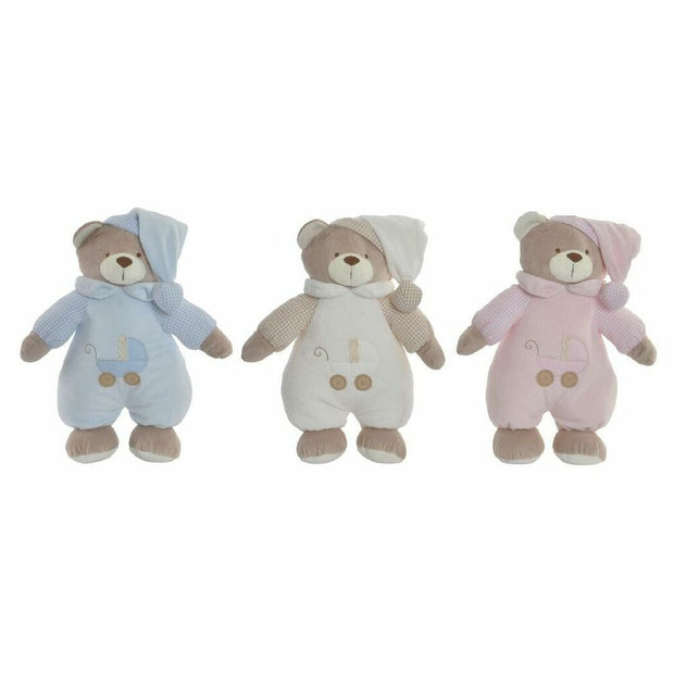 Teddy Bear DKD Home Decor Beige Polyester Celeste Light Pink (3 pcs) (24 x 12 x 30 cm)