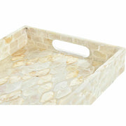 Tablett für Snacks DKD Home Decor Beige Mosaik Perlmutt Boho (30 x 20 x 4 cm)