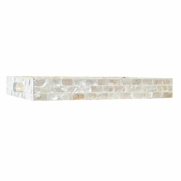 Tablett für Snacks DKD Home Decor Beige Mosaik Perlmutt Boho (30 x 20 x 4 cm)