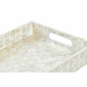 Tablett für Snacks DKD Home Decor Mosaik Weiß Perlmutt Boho (30 x 20 x 4 cm)