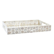 Tablett für Snacks DKD Home Decor Mosaik Weiß Perlmutt Boho (30 x 20 x 4 cm)