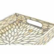 Tablett für Snacks DKD Home Decor Mosaik Grau Perlmutt Boho (30 x 20 x 4 cm)