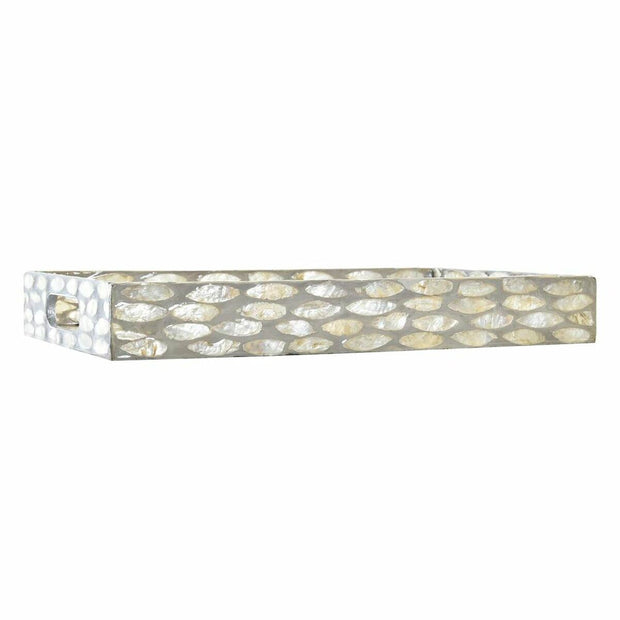 Tablett für Snacks DKD Home Decor Mosaik Grau Perlmutt Boho (30 x 20 x 4 cm)