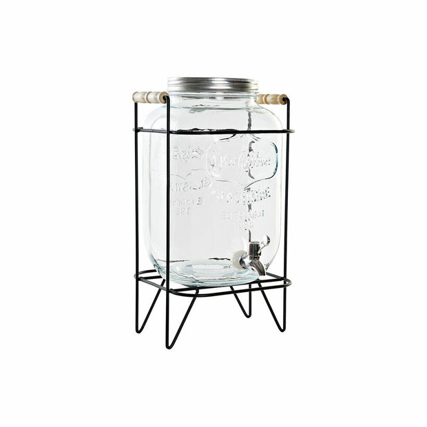 Wasserspender DKD Home Decor Schwarz Silber Durchsichtig Silikon Kristall Eisen ABS natürlich (23 x 26 x 42 cm)