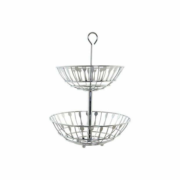 Obstschale DKD Home Decor Silber Metall Essbestecke (28 x 28 x 40 cm)