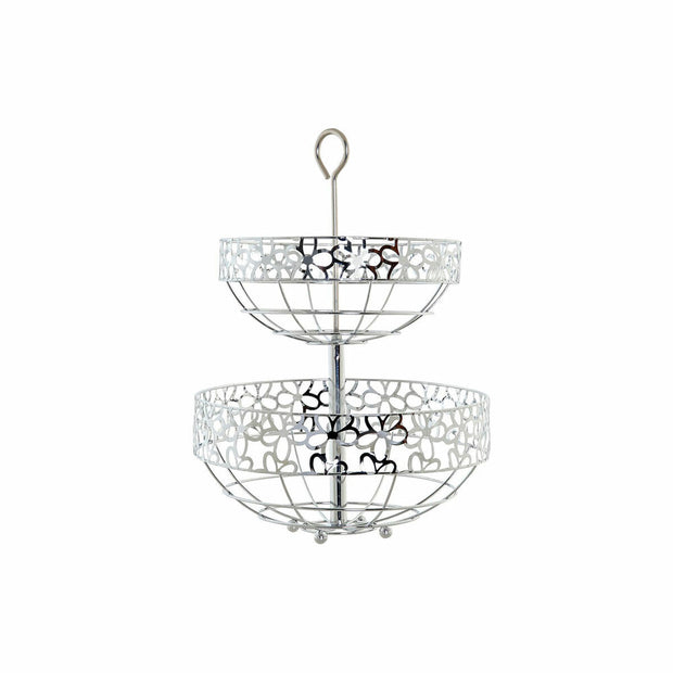 Obstschale DKD Home Decor Silber Metall Blomster (28 x 28 x 39 cm)