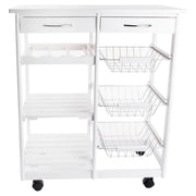 Gemüsewagen DKD Home Decor Metall Weiß Kiefer Mit Rädern Holz MDF (67 x 37 x 79 cm)