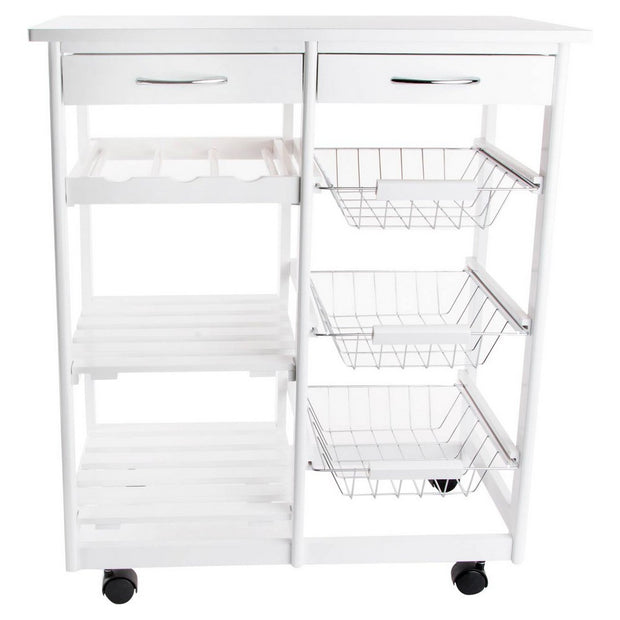 Gemüsewagen DKD Home Decor Metall Weiß Kiefer Mit Rädern Holz MDF (67 x 37 x 79 cm)