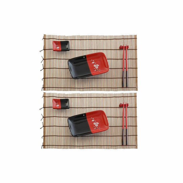 Sushi-Set DKD Home Decor aus Keramik Bambus (12 pcs) (31 x 27 x 2,5 cm)