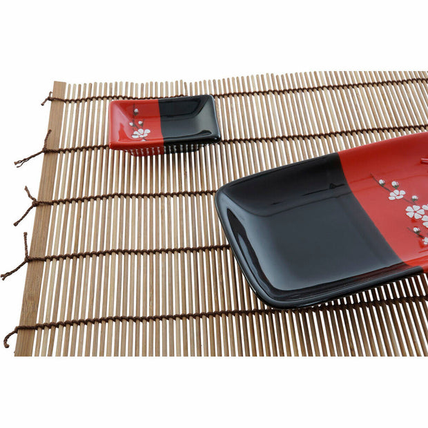 Sushi-Set DKD Home Decor aus Keramik Bambus (12 pcs) (31 x 27 x 2,5 cm)