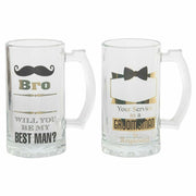 Bierkrug DKD Home Decor Schwarz Durchsichtig Kristall (500 ml) (2 pcs) (13 x 8 x 15 cm)