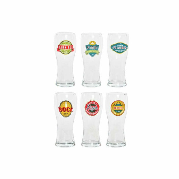 Bierglas DKD Home Decor Durchsichtig Kristall (500 ml) (6 pcs) (7 x 7 x 18 cm)