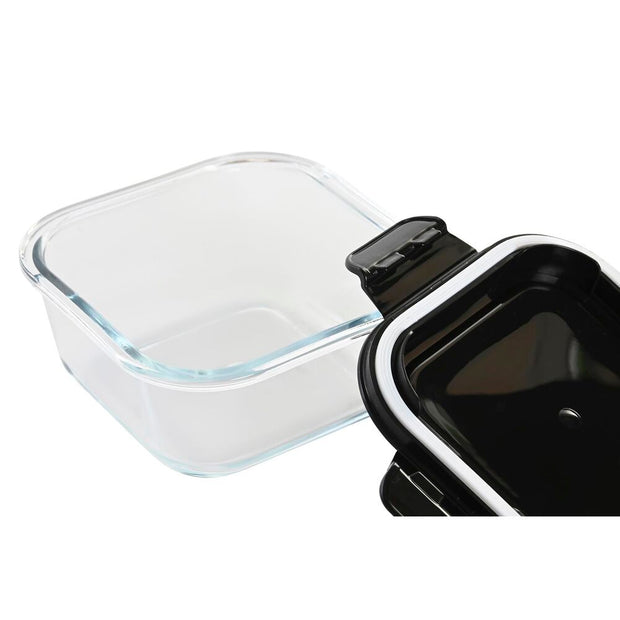 Lunchbox hermetisch DKD Home Decor karriert PP Borosilikatglas (2 Stück) (520 ml)