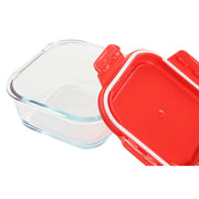 Lunchbox hermetisch DKD Home Decor karriert PP Borosilikatglas (800 ml) (2 Stück)