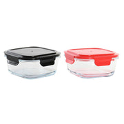 Lunchbox hermetisch DKD Home Decor karriert PP Borosilikatglas (800 ml) (2 Stück)