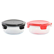 Lunchbox hermetisch DKD Home Decor rund PP Borosilikatglas (950 ml) (2 Stück)