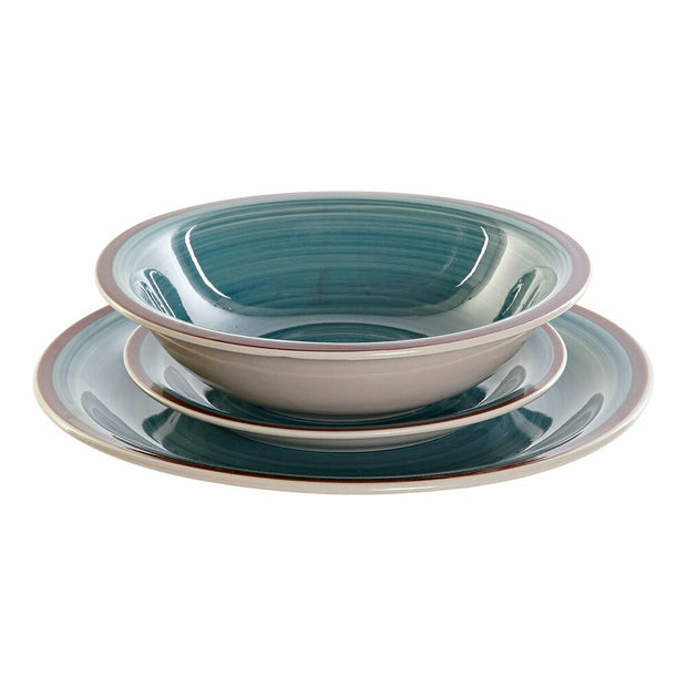 Geschirr DKD Home Decor Steingut (26,5 x 26,5 x 3 cm) (21 x 21 x 5,5 cm) (26.5 x 26.5 x 3 cm) (19 x 19 x 3 cm) (18 pcs)