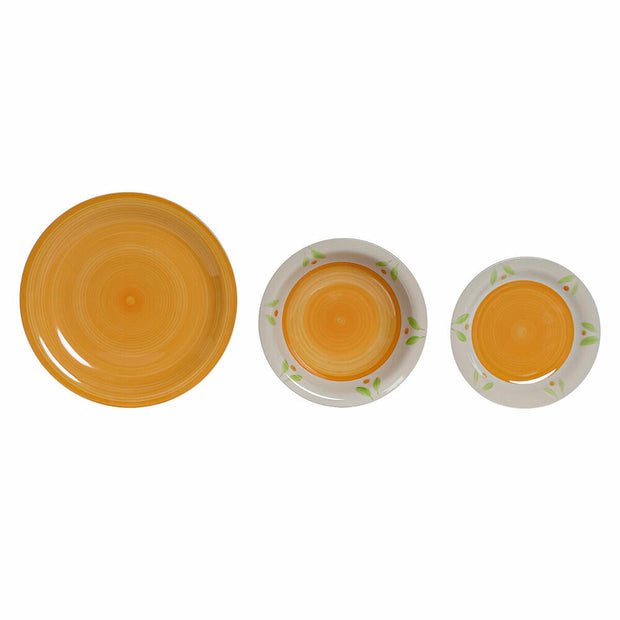 Geschirr DKD Home Decor Steingut (21 x 21 x 5,5 cm) (26.5 x 26.5 x 3 cm) (19 x 19 x 3 cm) (18 pcs)
