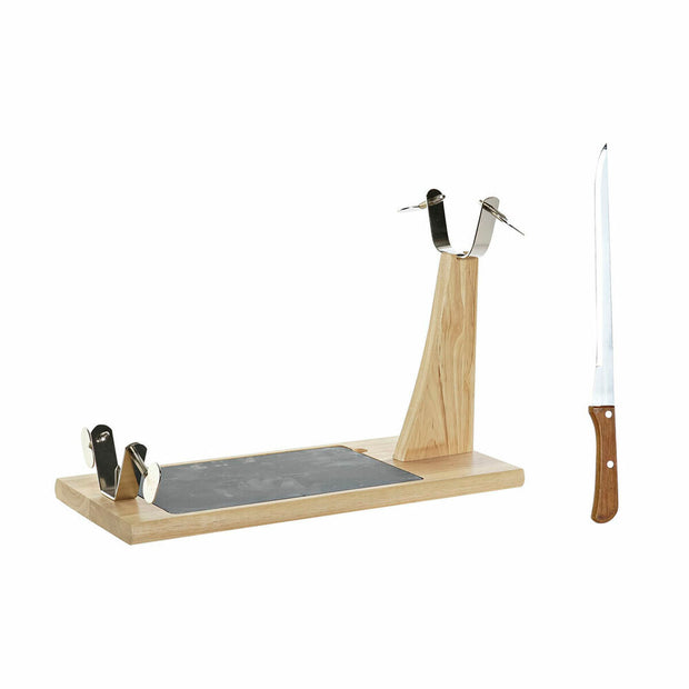 Schinkenhalter aus Holz DKD Home Decor Edelstahl Tafel Eisen Kiefer (36 x 3 x 1 cm) (44 x 20 x 31 cm) (2 pcs)