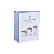 Set mit 3 Kanistern DKD Home Decor natürlich Durchsichtig Bambus Borosilikatglas (1,8 L) (3 Stücke)