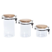 Set mit 3 Kanistern DKD Home Decor natürlich Durchsichtig Bambus Borosilikatglas (1,8 L) (3 Stücke)