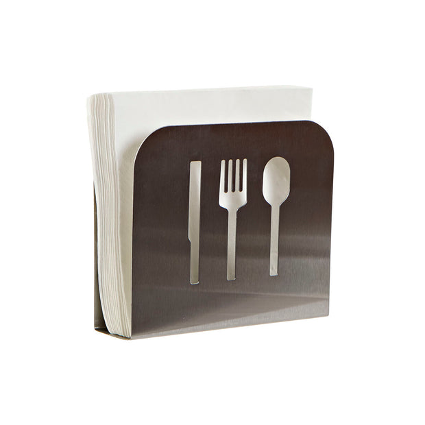 Serviettenring DKD Home Decor Essbestecke Silberfarben Edelstahl (15 x 4 x 12,5 cm)