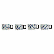 Satz von Kaffeetassen DKD Home Decor Blau Metall Weiß Dolomite Kachel (13 x 9,5 x 6,5 cm) (4 pcs) (260 ml)
