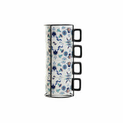 Satz von Kaffeetassen DKD Home Decor Blau Metall Weiß Dolomite Kachel (13 x 9,5 x 6,5 cm) (4 pcs) (260 ml)