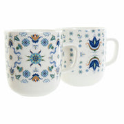 Henkelbecher DKD Home Decor Kachel Blau Weiß Porzellan (380 ml) (2 pcs)