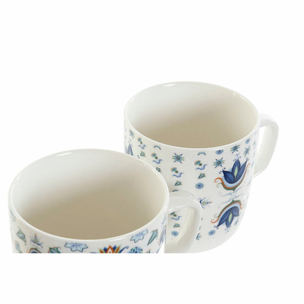 Henkelbecher DKD Home Decor Kachel Blau Weiß Porzellan (380 ml) (2 pcs)
