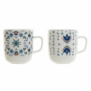 Henkelbecher DKD Home Decor Kachel Blau Weiß Porzellan (380 ml) (2 pcs)